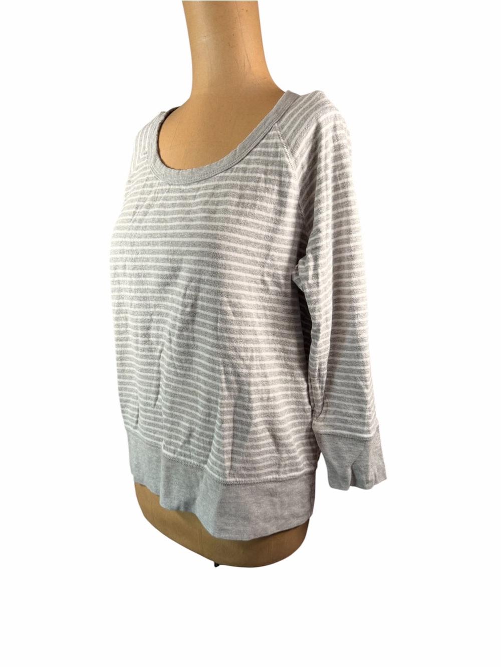 JAMES PERSE Grey & White Striped 3/4 Sleeve